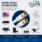 PX-TV1 1 Metre RG6 Full HD TV Uydu Kablosu, Altın uç Anten Kablosu, DVB-T, DVB-C, DVB-S, DVB-S2 Beya-8