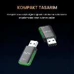 1100 Mbps Dual Band Wi-Fi 6 Alıcı ve Bluetooth 5.4 Adaptör Mini USB Dongle-8