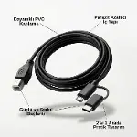 Type-C + Micro USB to USB-B Yazıcı/MIDI Bağlantı Kablosu (1 METRE) - Printer, Tarayıcı, MIDI Klavye,-5