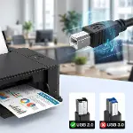Type-C + Micro USB to USB-B Yazıcı/MIDI Bağlantı Kablosu (1 METRE) - Printer, Tarayıcı, MIDI Klavye,-8