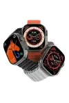 Yeni Model Akıllı Saat Ultra Smart Watch Gümüş Kasa 45mm Titreşim-3