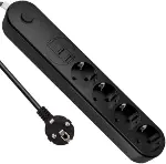 Termal Akım Korumalı Grup Priz (ShowMax SH-4625), 4 Priz, 2 USB A ve 1 Type-C Çıkışlı (3.1A), 2 Metr-1