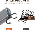 25000mAh 100W LED Ekranlı Type-C Kablolu Powerbank USB-A + USB-C Macbook Notebook Telefon Taşınabili-3