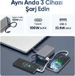 25000mAh 100W LED Ekranlı Type-C Kablolu Powerbank USB-A + USB-C Macbook Notebook Telefon Taşınabili-5