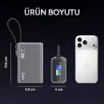25000mAh 100W LED Ekranlı Type-C Kablolu Powerbank USB-A + USB-C Macbook Notebook Telefon Taşınabili-8
