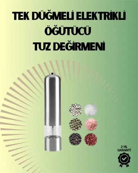 Pilli Otomatik Baharat Değirmeni Gıda Sınıfı Çelik Sessiz Öğütücü Alet