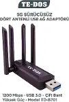 USB 3.0 Çift Bant WiFi Adaptörü 1200 Mbps 4 Antenli Yüksek Çekim Gücü 2.4GHz 5GHz Driver Gerektirmez-2