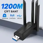 USB 3.0 Çift Bant WiFi Adaptörü 1200 Mbps 4 Antenli Yüksek Çekim Gücü 2.4GHz 5GHz Driver Gerektirmez-4