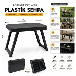 10 ADET KÜÇÜK= 47X33CM KAMP - PİKNİK MASASI SİYAH PLASTİK KATLANABİLİR AYAKLI=38CM-2
