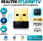 TRIO W102 300 Mbps USB WiFi Adaptör, Realtek RTL8188FTV 2.4 GHz Kablosuz Ağ Adaptörü, 802.11 b/g/n W-4