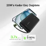 BoostCharge Power Bank, Entegre Kablolu Taşınabilir Şarj Cihazı 10K PD 20W - USB-C Güç Dağıtımı, iPh-2