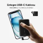 BoostCharge Power Bank, Entegre Kablolu Taşınabilir Şarj Cihazı 10K PD 20W - USB-C Güç Dağıtımı, iPh-5