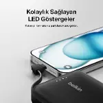 BoostCharge Power Bank, Entegre Kablolu Taşınabilir Şarj Cihazı 10K PD 20W - USB-C Güç Dağıtımı, iPh-6