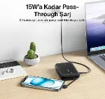 BoostCharge Power Bank, Entegre Kablolu Taşınabilir Şarj Cihazı 10K PD 20W - USB-C Güç Dağıtımı, iPh-7