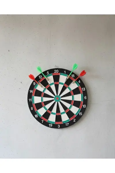 17 İnç Profesyonel Dart Tahtası Dayanıklı Yapı ve 4 Metal Dart Oku