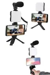 Akıllı Telefon Vlog Kiti Tripod Mini krofonlu Telefon Tutucu-4