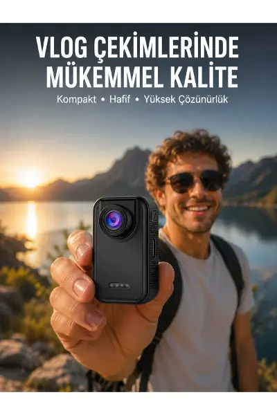 Vlog, Seyahat ve Günlük Video Çekimleri İçin Mini Kamera Yeni Nesil