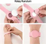 Buff TagSafe Çocuk Bileklik Silikon AirTag Uyumlu Kılıf Saat Hafif Su Geçirmez (Mavi)-5