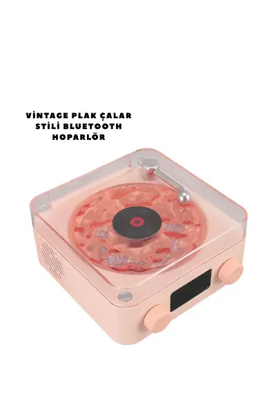 Retro Bluetooth Hoparlör PEMBE