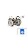 Twın Bell Alarm Clock Yuvarlak Masa Çalar Saat Metal Kasa Eskitme Desenli Pilli - Işıklı Çap: 10CM B-1