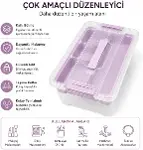 Bölmeli ve Katlı Plastik Organizer Makyaj Düzenleyici – Kilitli Takım Sandığı Organizer Kutu, Taşıma-4