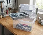 Bölmeli ve Katlı Plastik Organizer Makyaj Düzenleyici – Kilitli Takım Sandığı Organizer Kutu, Taşıma-6