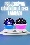 Renkli Yıldızlı Gökyüzü Projeksiyon Gece Lambası Pilli ve USB Kablolu-2
