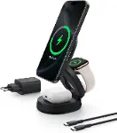 MagSafe Uyumlu Şarj Cihazı, 3'ü 1 Arada Dönüştürülebilir Kablosuz Şarj İstasyonu, iPhone 17, Apple W-1