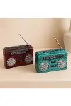 Vintage Radyo Dekoratif Reçine Kumbara 17x17x5.5 cm-2
