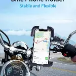 HT-171 Bisiklet Telefon Tutucu Gidon Tipi Motosiklet Telefon Tutucu 360 Dönebilir Darbe Emici Tutaca-7