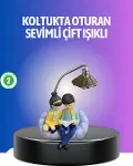 Kitap Okuyan Çift Figürlü Gece Lambası Romantik Dekoratif Masa Lambası-1