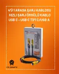 4'ü 1 Arada USB Hızlı Şarj ve Veri Kablosu – 65W Güç, Çoklu Bağlantı, 1.2m-1