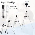 Telefon Tripodu – 33-110cm Katlanabilir Tripod Telefon Tutucu, 360° Döner Başlık, Bluetooth Kumandal-2