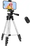 Telefon Tripodu – 33-110cm Katlanabilir Tripod Telefon Tutucu, 360° Döner Başlık, Bluetooth Kumandal-1