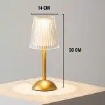 Uzun Klasik Çizgili Model LED Masa Lambası – Dokunmatik, 3 Renk Işık Modlu, Şarjlı Dekoratif Gece La-5
