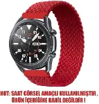 Huawei Honor Magic Watch 2 42mm için Kordon, (Small Size, 135mm) Braided Solo Loop Band Kırmızı [Hon-1