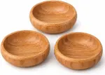 3'lü Bambu Çerezlik Seti (9x9x3 cm) - Yuvarlak Kahvaltılık, Mezelik ve Sosluk Kase Takımı-1
