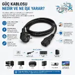 PrimeX PX-PWR15 1.5 Metre PC Power Supply Güç Kablosu, 3x0.75mm Full Bakır PSU Power Kablo, Bilgisay-4