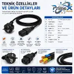 PrimeX PX-PWR15 1.5 Metre PC Power Supply Güç Kablosu, 3x0.75mm Full Bakır PSU Power Kablo, Bilgisay-7
