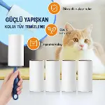 SOGUD Tüy Toplayıcı Set 7 Rulo + 1 Sap – Toplam 420 Yaprak – Kedi Köpek Tüyü ve Toz Temizleyici – Gi-3