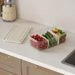 ® Bölmeli Buzdolabı Düzenleyici Saklama Kabı - Ayarlanabilir Ayraçlı Kapaklı Sebze Meyve Düzenleme K-5