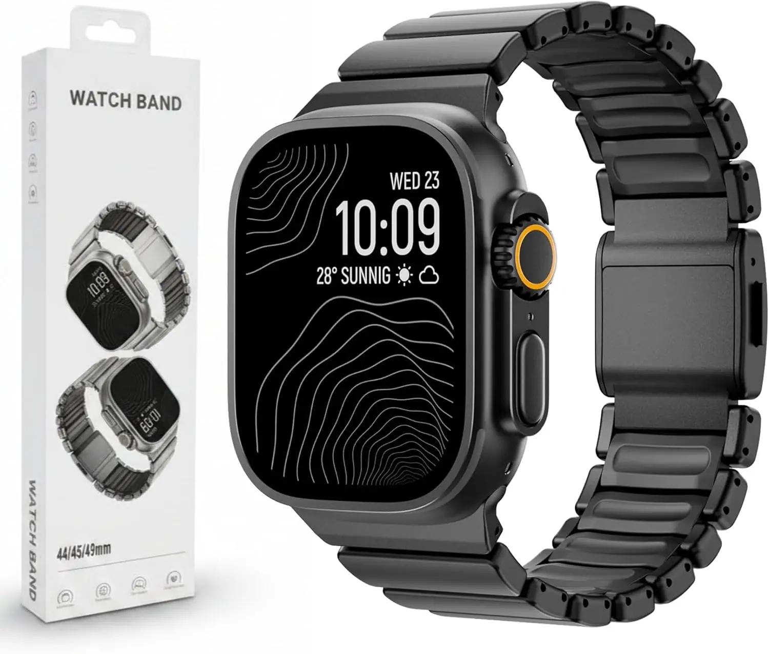 Apple Watch Titanyum Hybrid Kordon – Ayarlanabilir, DLC Kaplama, Silikon İç Katman, Güçlü Manyetik T