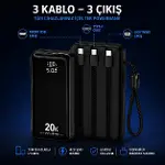 HP-AP09 Armor Series 20.000 mAh Dahili Kablolu Qualcomm Quick Charge 3.0 Dijital Ekranlı Hızlı Şarj-2