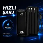HP-AP09 Armor Series 20.000 mAh Dahili Kablolu Qualcomm Quick Charge 3.0 Dijital Ekranlı Hızlı Şarj-3