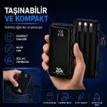 HP-AP09 Armor Series 20.000 mAh Dahili Kablolu Qualcomm Quick Charge 3.0 Dijital Ekranlı Hızlı Şarj-5