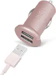 5513 2 Mini Girişli Usb Araç Şarj Cihazı, Pembe-1
