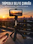 Selfie Çubuğu Tripod Kumandalı Telefon Tutucu Siyah-1