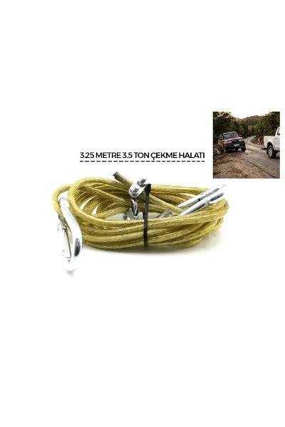 Çelik - Pvc Kaplamalı 3.5 Ton 3.25MT Oto Çekme Halatı