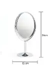 Oval Masaüstü Ayaklı 360° Dönebilen, İşyeri, Seyahat İçin Mini Krom Ayna 15X25CM-3