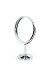 Oval Masaüstü Ayaklı 360° Dönebilen, İşyeri, Seyahat İçin Mini Krom Ayna 15X25CM-4